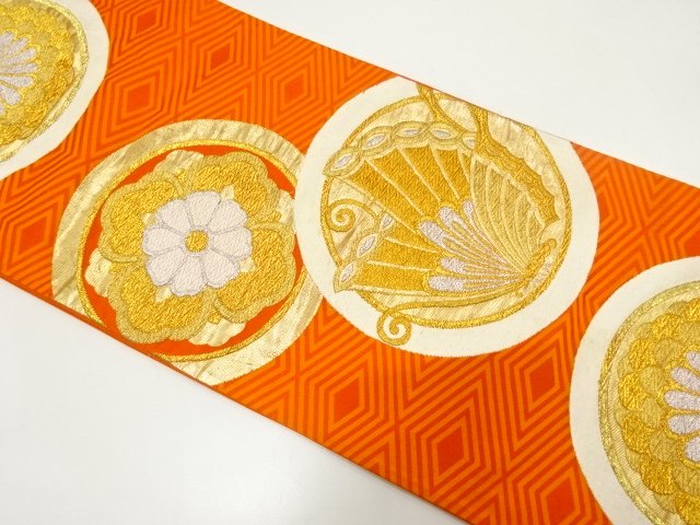 JAPANESE KIMONO / ANTIQUE FUKURO OBI / WOVEN BUTTERFLY